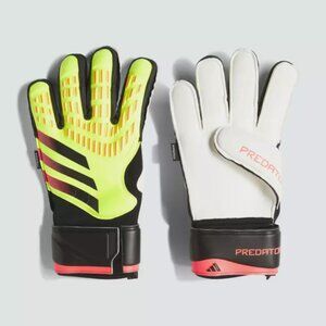 adidas Soccer Predator Match Fingersave Goalkeeper Goalie Gloves Yellow Red 12